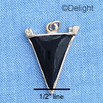 C1150 - Pennant Black Silver Charm Mini (6 charms per package)