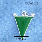 C1153 - Pennant Green Silver Charm Mini (6 charms per package)