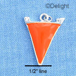 C1155 - Pennant Orange Silver Charm Mini (6 charms per package)