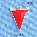 C1157 - Pennant Red Silver Charm Mini (6 charms per package)