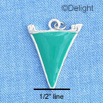 C1159 - Pennant Teal Silver Charm Mini (6 charms per package)