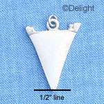 C1160 - Pennant White Silver Charm Mini (6 charms per package)