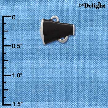 C1163* - Megaphone Black Silver Charm Mini (6 charms per package)