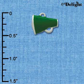 C1166* - Megaphone Green Silver Charm Mini (6 charms per package)