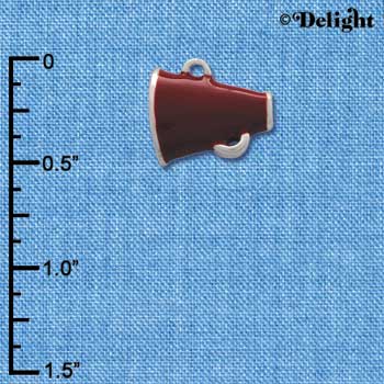 C1167* - Megaphone Maroon Silver Charm Mini (6 charms per package)