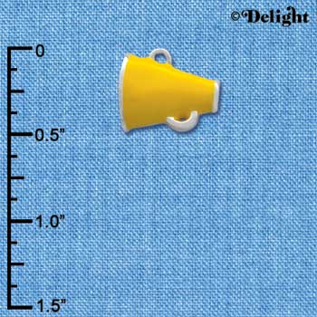 C1174* - Megaphone Yellow Silver Charm Mini (6 charms per package)