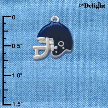 C1177* - Small Blue Football Helmet Charm - Silver Charm (6 charms per package)