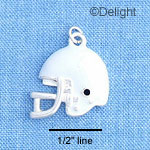 C1186* - Football Helmet White Silver Charm  (6 charms per package)