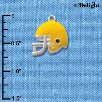 C1187* - Football Helmet Yellow Silver Charm (6 charms per package)