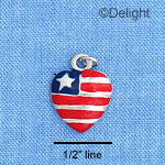 C1189 - Heart USA 1 Star Silver Charm Mini (6 charms per package)