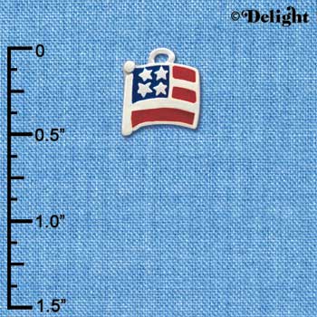 C1190 - Flag USA Silver Charm Mini (6 charms per package)