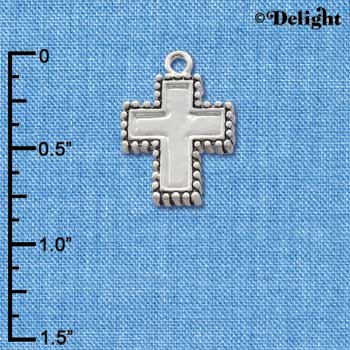 C1202 - Cross Bead Plain Silver Charm (6 charms per package)