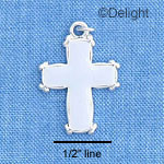 C1207 - Cross White Silver Charm (6 charms per package)