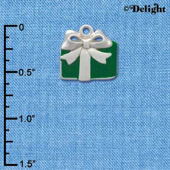 C1227 - Present Green Silver Charm (6 charms per package)