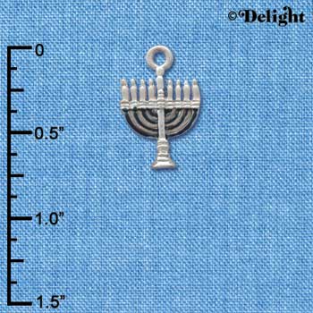 C1233 - Menorah Blue Silver Charm (6 charms per package)