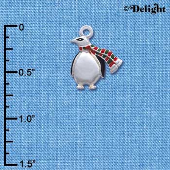C1236* - Penguin Scarf Silver Charm (left & right) (6 charms per package)