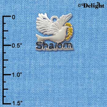 C1239 - Shalom Dove Silver Charm (6 charms per package)