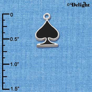 C1251 - Card Suit Spade Silver Charm (6 charms per package)