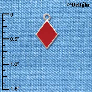 C1252 - Card Suit Diamond Silver Charm (6 charms per package)