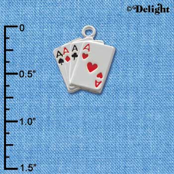 C1253 - Card Hand Aces Silver Charm (6 charms per package)