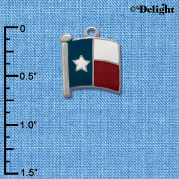 C1264 - Texas Flag Lone Star Silver Charm (6 charms per package)