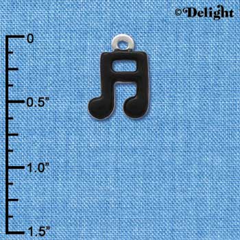 C1269 - Musical Notes Black Silver Charm Mi (6 charms per package)