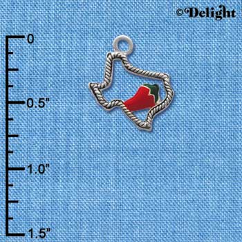 C1292 - Jalapeno Texas Silver Charm (6 charms per package)