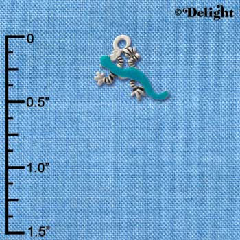 C1301 - Lizard Teal Silver Charm (6 charms per package)
