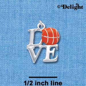 C1315 - Love Silver Basketball Silver Charm (6 charms per package)