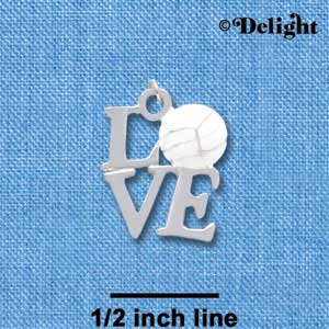 C1316 - Love Silver Volleyball Silver Charm (6 charms per package)