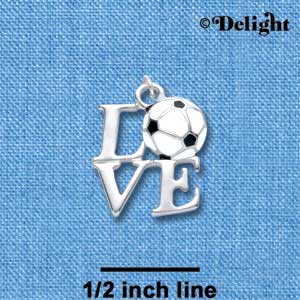 C1317 - Love Silver Soccer ball Silver Charm (6 charms per package)