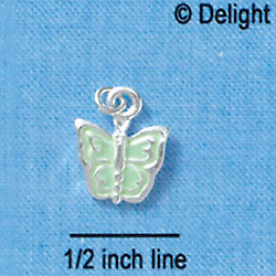 C1321 - Butterfly Green Pastel Silver Charm (6 charms per package)