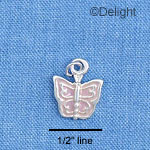 C1322 - Butterfly Purple Pastel Silver Char (6 charms per package)