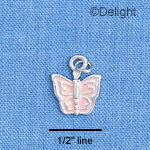 C1323 - Butterfly Pink Pastel Silver Charm (6 charms per package)