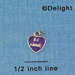 C1334 - Heart Be Mine Purple Silver Charm M (6 charms per package)