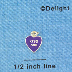 C1335 - Heart Kiss Me Purple Silver Charm M (6 charms per package)