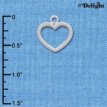 C1352+ - Heart Outline Small Silver Charm (6 charms per package)