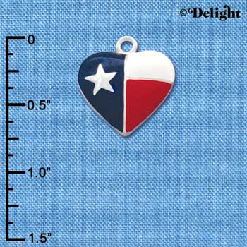 C1354 - Heart Texas Lone Star Silver Charm (6 charms per package)