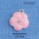 C1374 - Pansy Stone Pink Silver Charm (6 charms per package)