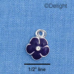 C1376 - Pansy Stone Purple Silver Charm Min (6 charms per package)