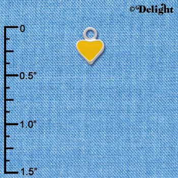 C1390+ - Heart Yellow 2 Sided Silver Charm Mini (6 charms per package)