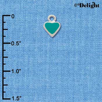 C1391+ - Heart Teal 2 Sided Silver Charm Mini (6 charms per package)