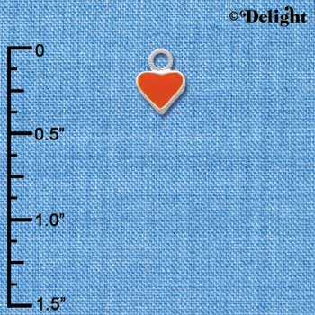 C1392+ - Heart Orange 2 Sided Silver Charm Mini (6 charms per package)