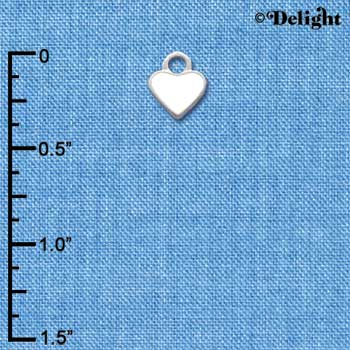 C1393+ - Heart White 2 Sided Silver Charm Mi (6 charms per package)