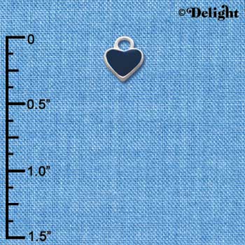 C1394+ - Heart Blue 2 Sided Silver Charm Min (6 charms per package)