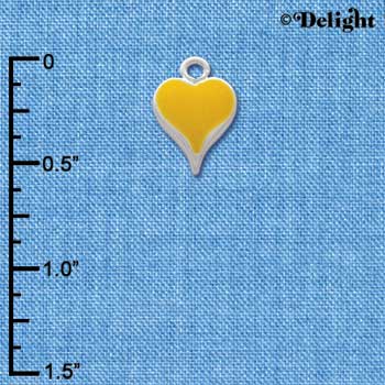 C1397 - Heart Long Yellow Silver Charm Mini (6 charms per package)
