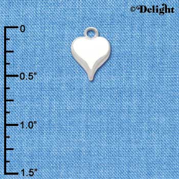 C1400 - Heart Long White Silver Charm Mini (6 charms per package)