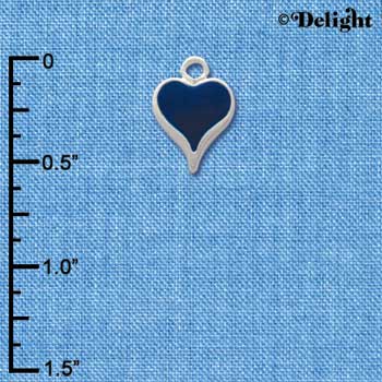 C1401 - Heart Long Blue Silver Charm Mini (6 charms per package)