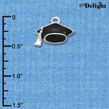 C1424 - Graduation Cap Silver Charm (6 charms per package)