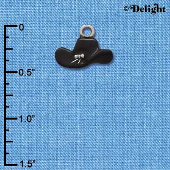 C1430* - Cowboy Hat Black Silver Charm (left & right) (6 charms per package)